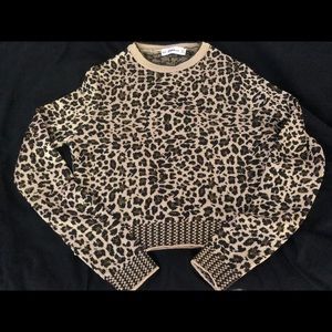 Cropped Cheetah Knit Top